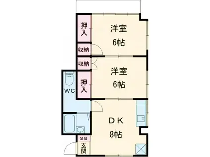 コーポラスサンキ(2DK/1階)の間取り写真