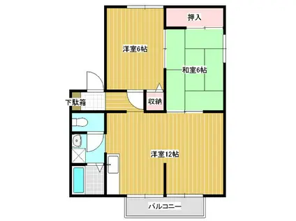サンライフ笹賀A(2LDK/2階)の間取り写真