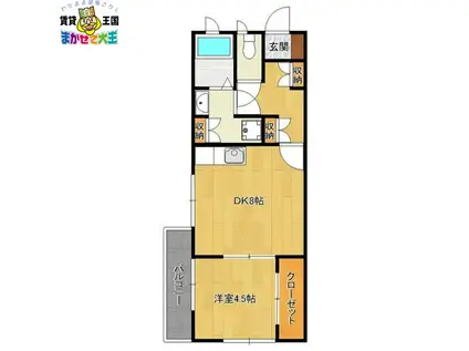 ベルリード扇町(1DK/2階)の間取り写真