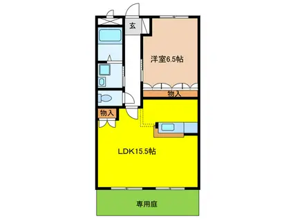 ロイヤル・ツインズ(1LDK/1階)の間取り写真