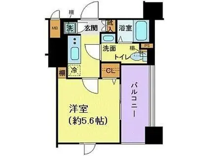 ジーベック蒲田ステーションエグゼ(1K/6階)の間取り写真