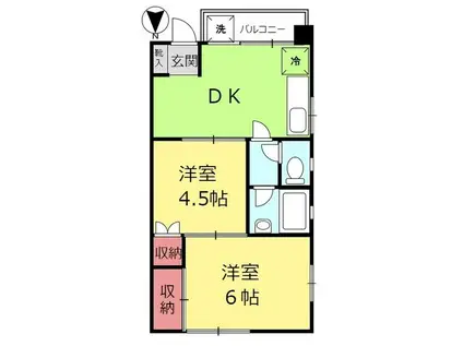 ハイツカネヨ(2DK/3階)の間取り写真