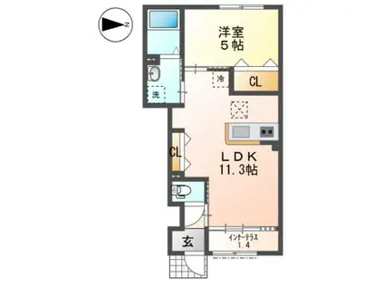コンフォートマルエI(1LDK/1階)の間取り写真