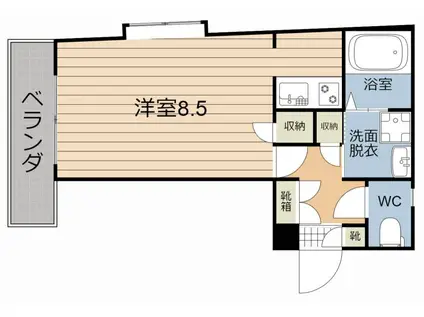 ヴィクトワール参番館(ワンルーム/2階)の間取り写真