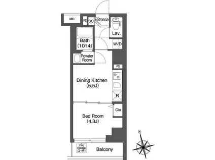 コンフォリア・リヴ品川南大井(1DK/5階)の間取り写真