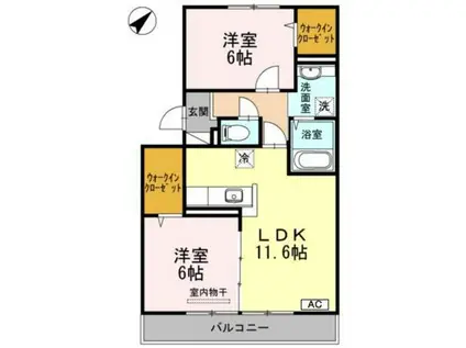 ファイブスリー(2LDK/2階)の間取り写真