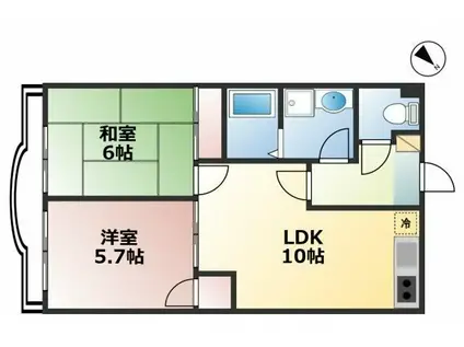 スカイハイツみさと(2DK/3階)の間取り写真