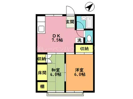 川田谷コーポ2(2DK/2階)の間取り写真