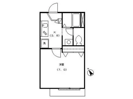 ムツミソウ(1K/1階)の間取り写真