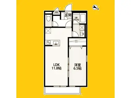 デュラカーサルシア 川和II(1LDK/1階)の間取り写真