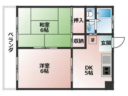 コーポあおき3(2DK/4階)の間取り写真