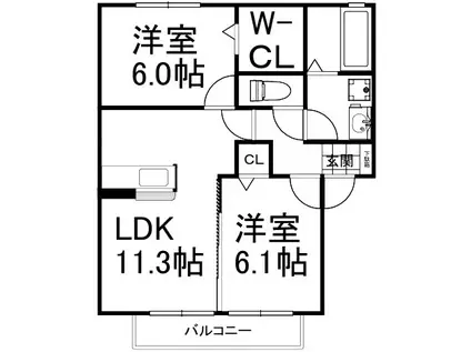和・FAMILIAR(2LDK/1階)の間取り写真