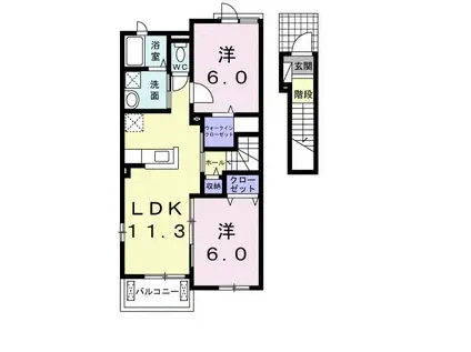 GRACE A(2LDK/2階)の間取り写真