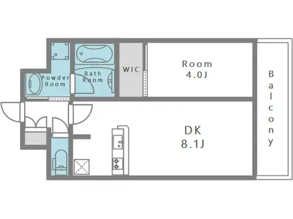 エステムコート谷町九丁目(1DK/2階)の間取り写真