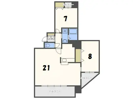 エッジウォーターテラス(2LDK/13階)の間取り写真