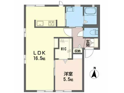 アンソレイエ21A(1LDK/1階)の間取り写真