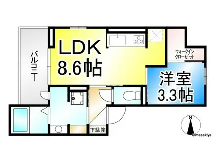 パークサウス栗田(1LDK/2階)の間取り写真
