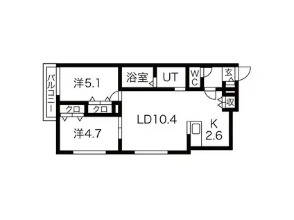 ブランシャール平岸 N1(2LDK/3階)の間取り写真