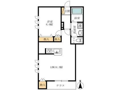 WHITE BERRY(1LDK/1階)の間取り写真