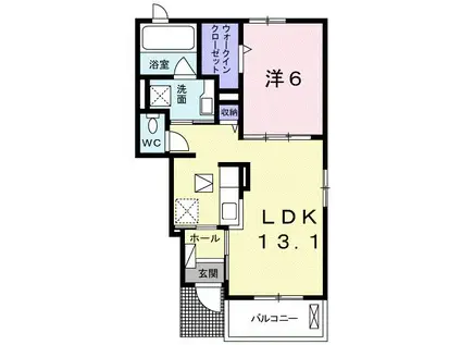 アベニール鬼無A(1LDK/1階)の間取り写真