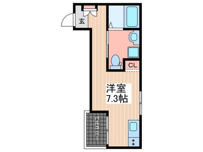 PREGO城内(ワンルーム/1階)の間取り写真