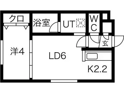 プリヴィレッジ東札幌(1LDK/4階)の間取り写真