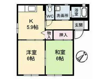 レジデンス新涯 E棟(2K/1階)の間取り写真