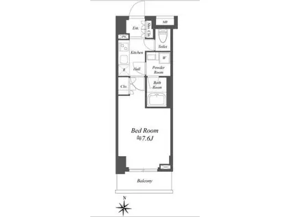 アイフラット両国(1K/6階)の間取り写真