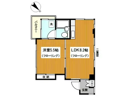 Yパークハイツ(1LDK/3階)の間取り写真