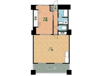 宝グランドハイツ(1LDK/3階)の間取り写真