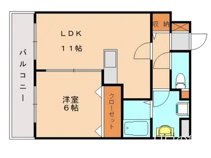 リバティM(1LDK/6階)の間取り写真