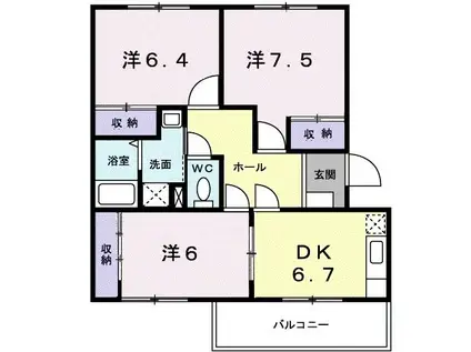 プレイスガーデン(3DK/3階)の間取り写真