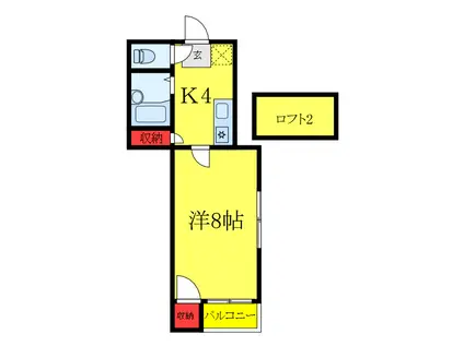 グリーンライズ神楽坂(1K/1階)の間取り写真