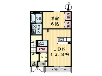 ポラリス貝島A(1LDK/1階)の間取り写真