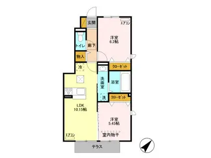 カーサマレ(2LDK/1階)の間取り写真