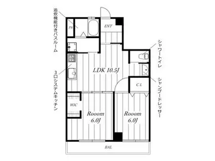 ナナラ・ミズホ(2LDK/9階)の間取り写真