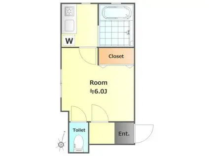 タウンハウス東中野(1K/1階)の間取り写真