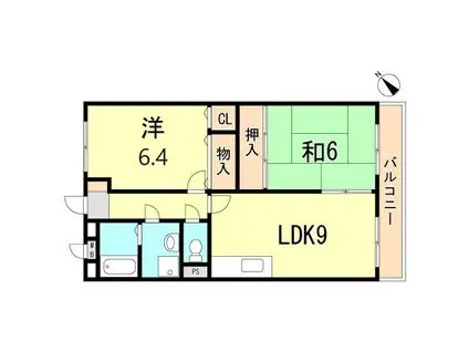 カーサベガ(2LDK/4階)の間取り写真