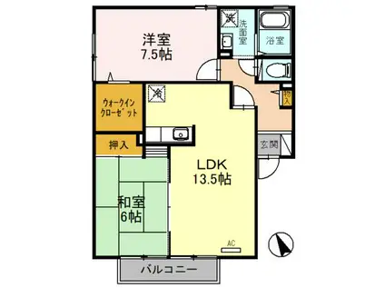 サンラーマパティオB(2LDK/2階)の間取り写真