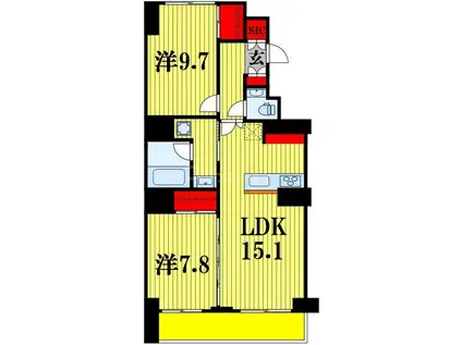 TS GARDEN北柏 2号棟(2LDK/9階)の間取り写真