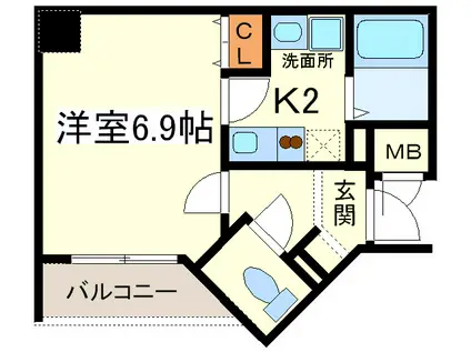 JUNWAIII(1K/4階)の間取り写真