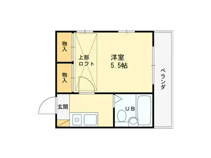 グリーン・スコープ今津(1K/2階)の間取り写真