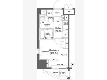 カスタリア大森II(1K/3階)の間取り写真