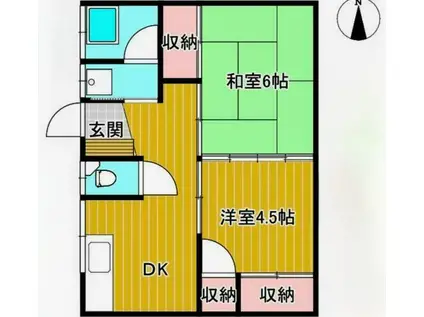 タウンハウス新八代(2DK/1階)の間取り写真
