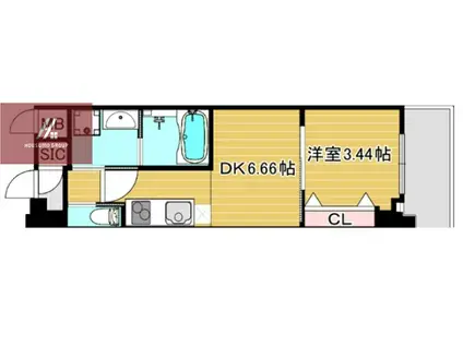 クローバー・グランデ今里(1DK/4階)の間取り写真