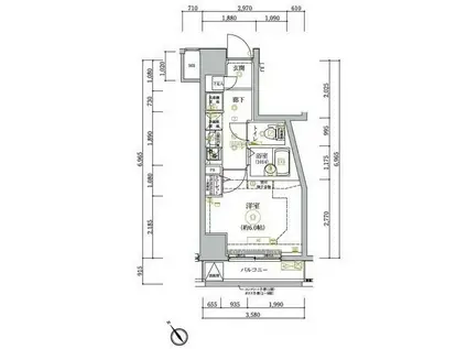 ベルシード品川西大井(1K/3階)の間取り写真