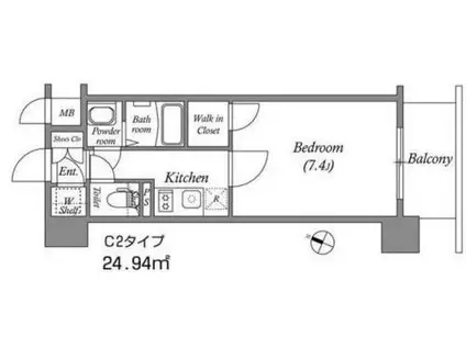 エスリード中之島クロスゲート(1K/8階)の間取り写真