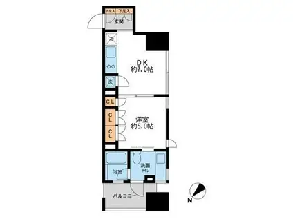 プロスペクトKALON三ノ輪(1DK/4階)の間取り写真