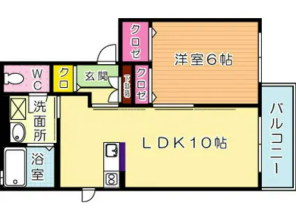 プロスパー天神(1LDK/2階)の間取り写真
