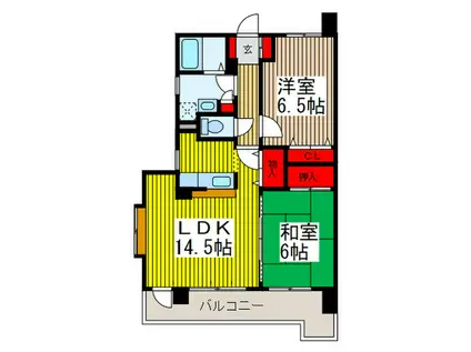 ベルヴィーユII(2LDK/4階)の間取り写真